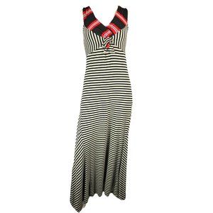 L save the queen striped maxi dress cross back